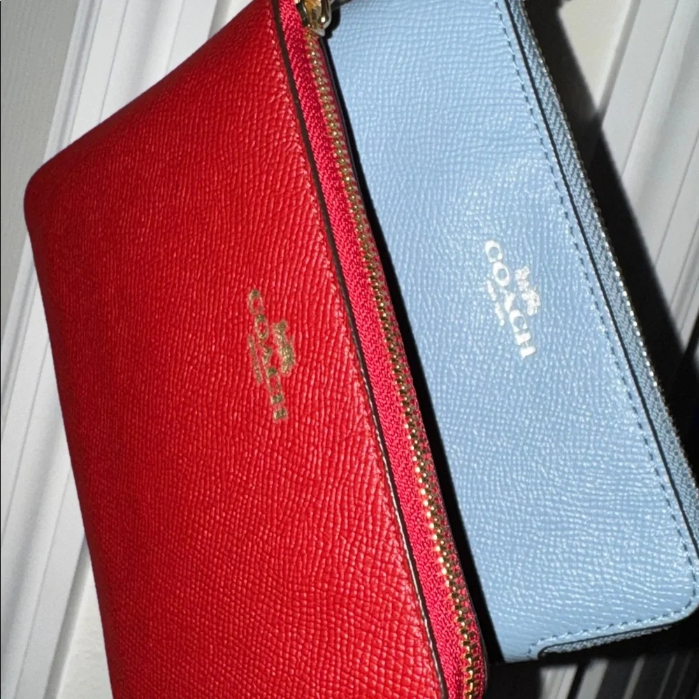 Coach Red and blue Leather Wristlet Duo